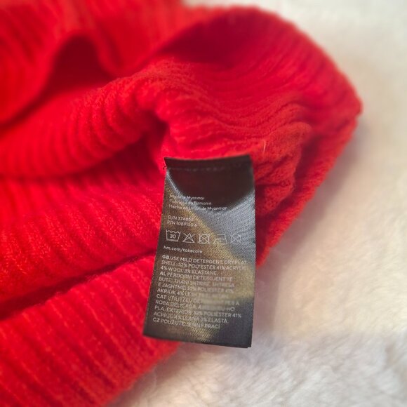H&M Red Turtleneck Sweater Sz XS Ribbed Wool Blend Minimalist Christmas Holiday - Picture 11 of 12
